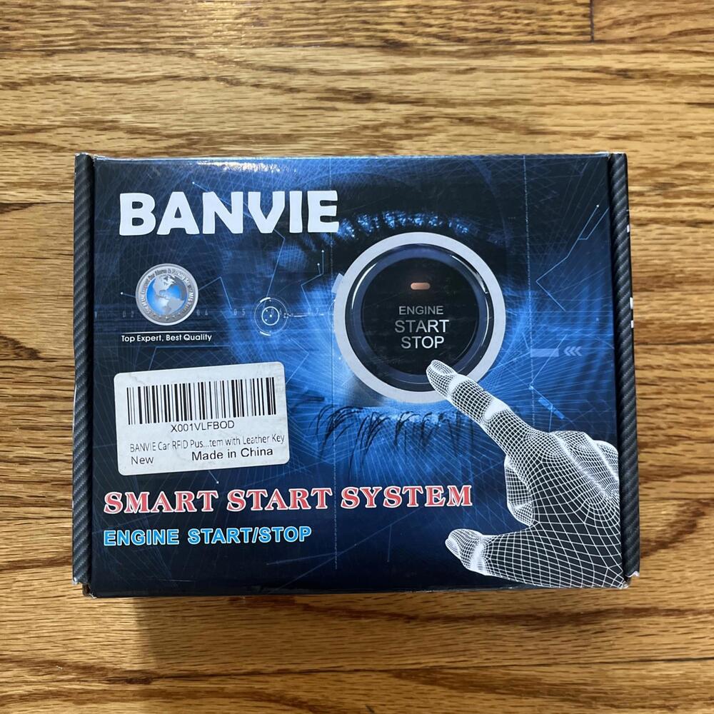 Banvie Car RFID Engine Start System Alarm Keyless Entry W/ Leather Key - New